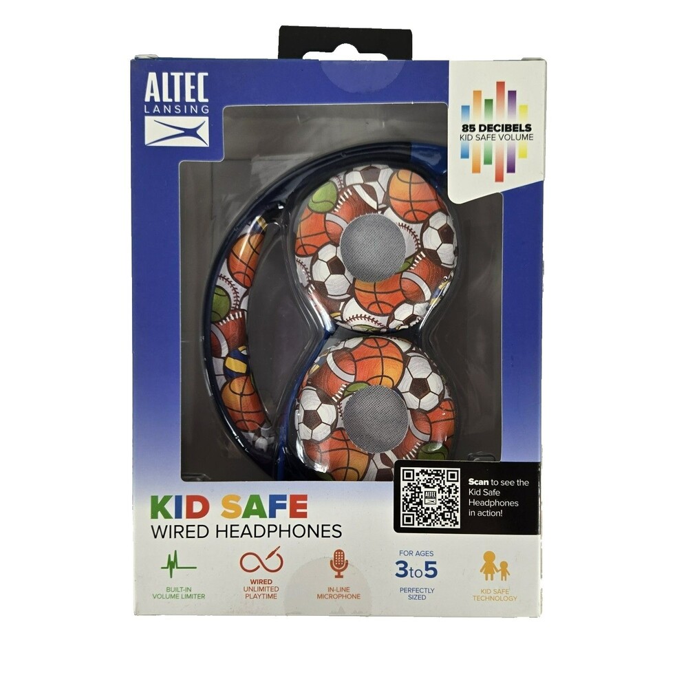 Altec Lansing Kid Safe Sports Theme Wired Headphones 85 Decibels New